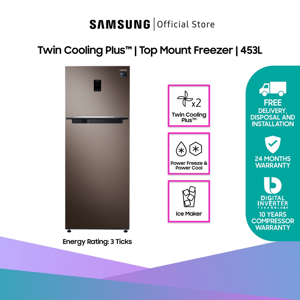 SAMSUNG RT46K6237DX/SS, Top Mount Freezer Refrigerator, 453L, 3 Ticks