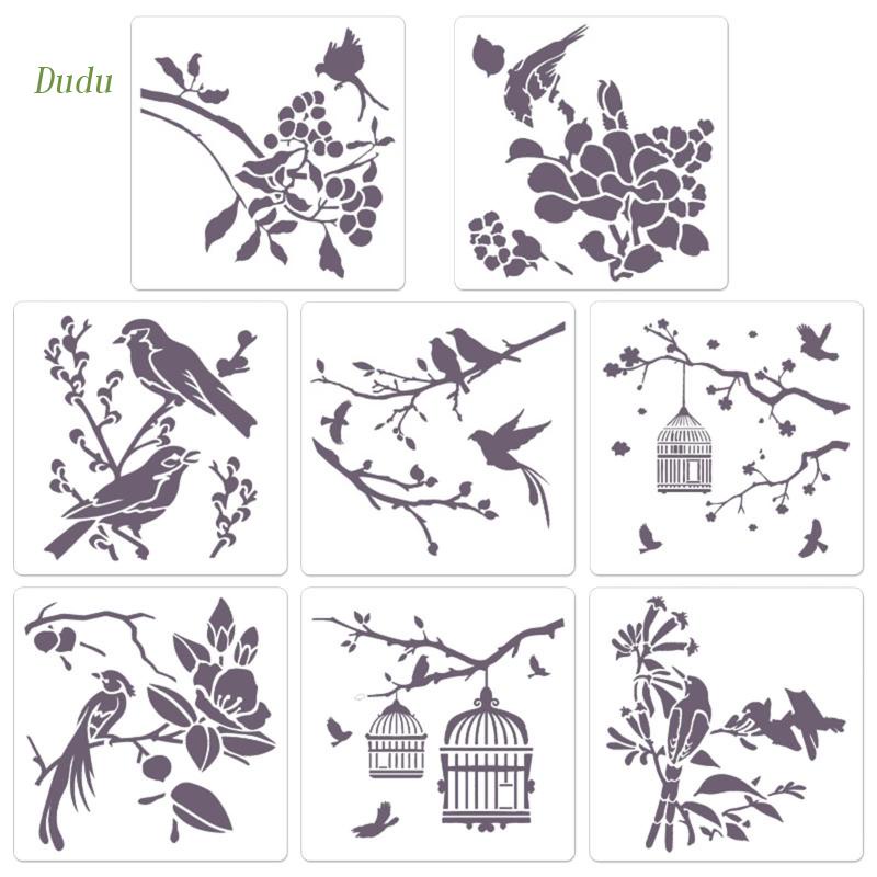 Dudu Beautiful Flower Birds Stencils Painting Templates DIY Craft