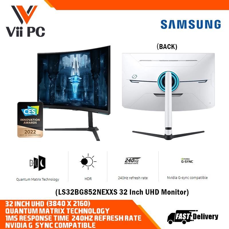 Samsung 32 Inch Odyssey G8 UHD Gaming Monitor With 240Hz Refresh Rate/Quantum MiniLED