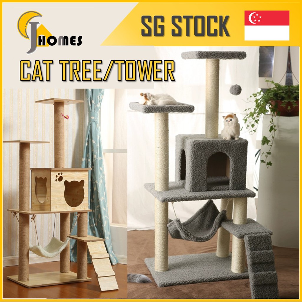 3Level Cat Scratching Tree Hammock Pet House Wooden Cat