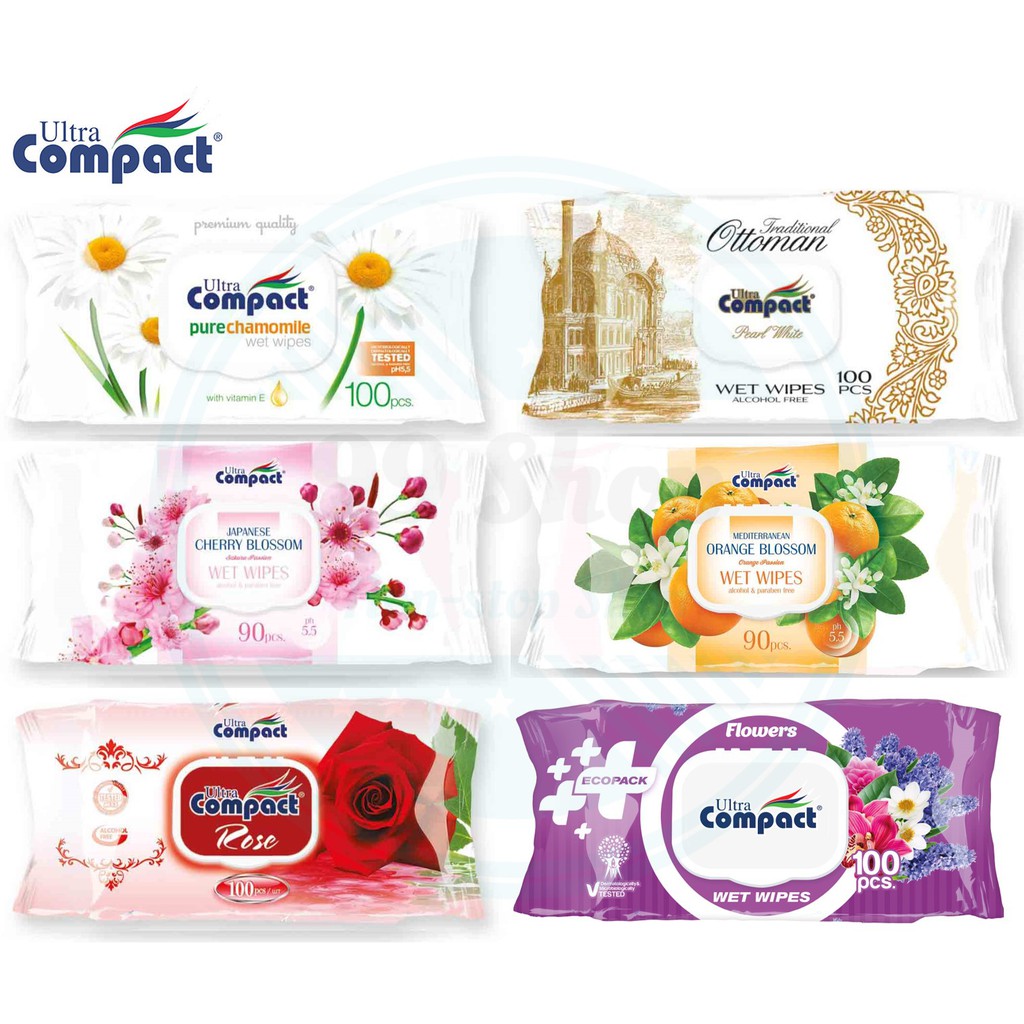 Ultra Compact Premium Quality Antibacterial Wet Wipes Alcohol Free 90s