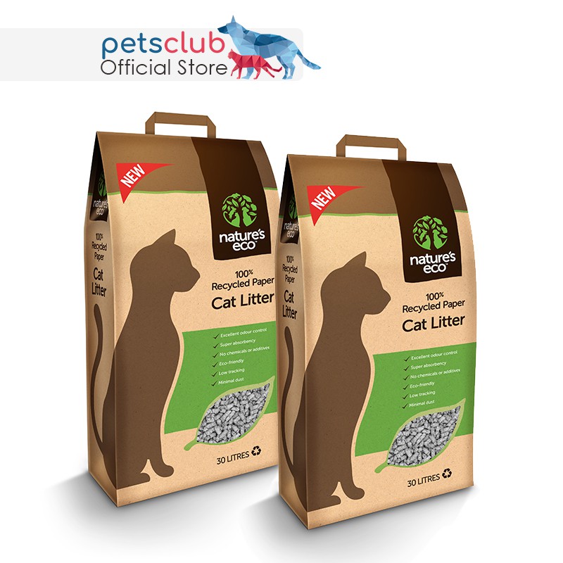 [Bundle of 2] Nature's Eco Recycled Paper Cat Litter, 30L, Natural