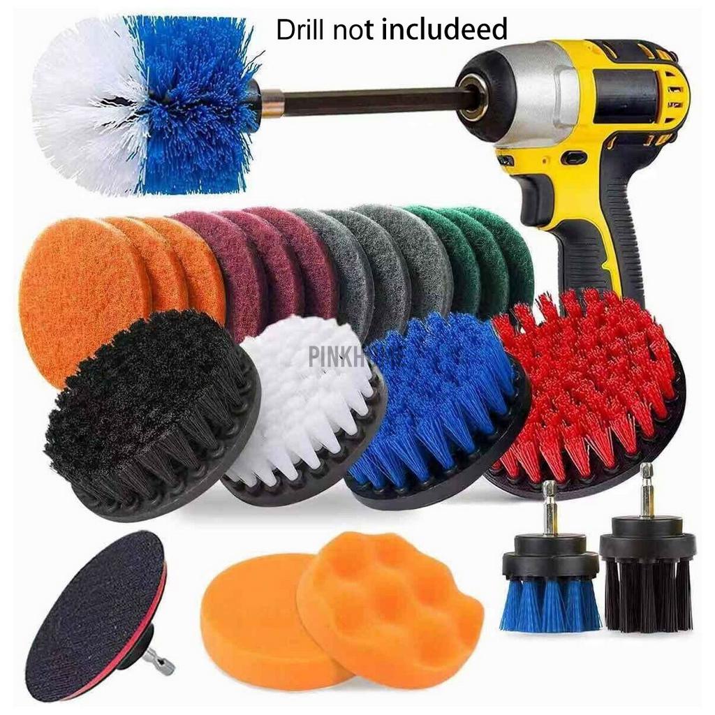 Drill Brush Set, Extend Long Attachment, Scrub Pads, Sponge, Power