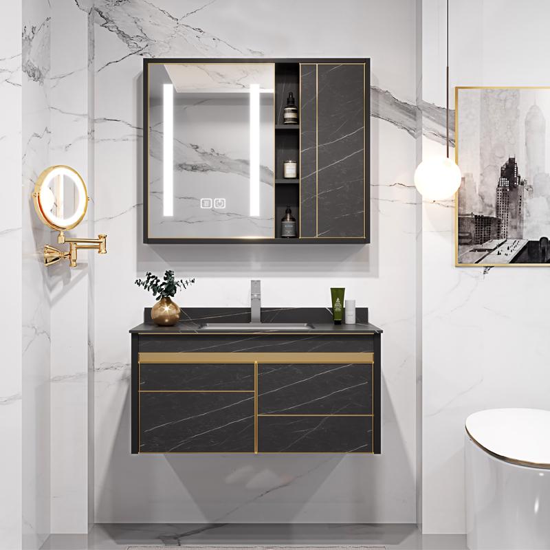 Space Aluminum Intelligent Mirror Integrated Wash Basin