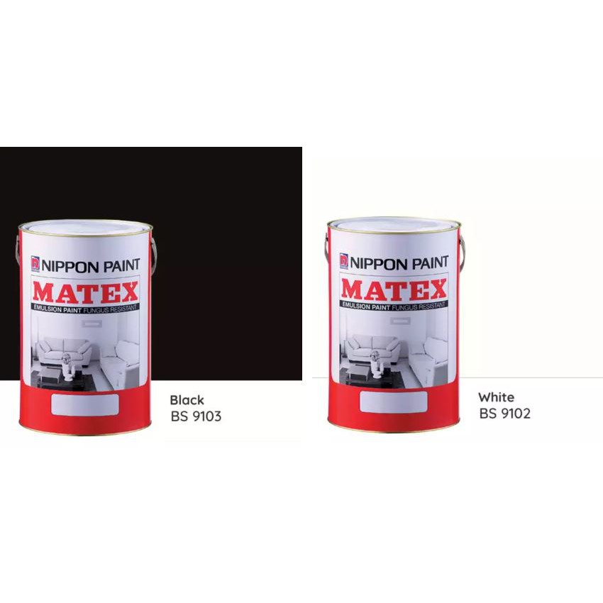 NIPPON PAINT MATEX 1LTR BS9103 BLACK BS9102 WHITE Shopee Singapore