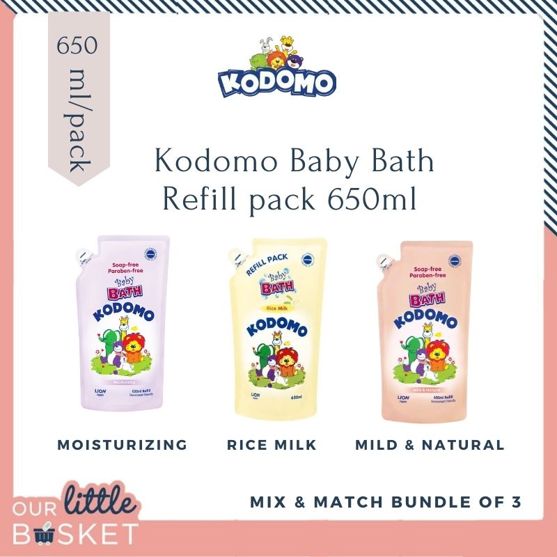 KODOMO Baby Bath [Bundle of 3]650ml Refill. Rice Milk/ Moisturizing