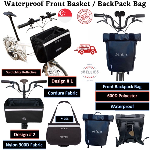 Waterproof Front Basket Bag Backpack For Brompton Birdy 3Sixties Pikes
