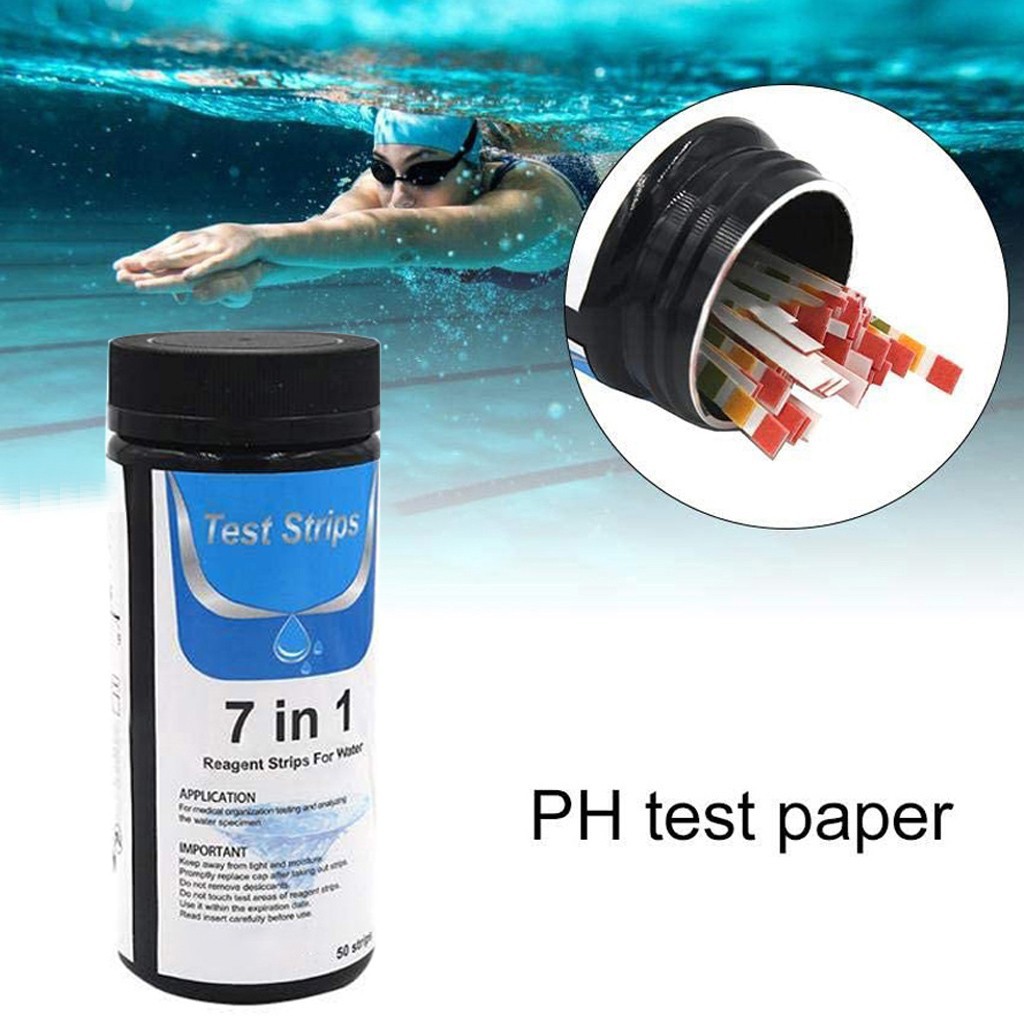 Pool Water Test Strips 7 in 1 Water Quality Chemistry Test Strips 50pcs