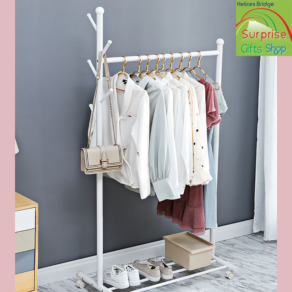 🌈Clothes Rack 3in1 Coat Rack Rolling Garment Rack with Bottom Shelves