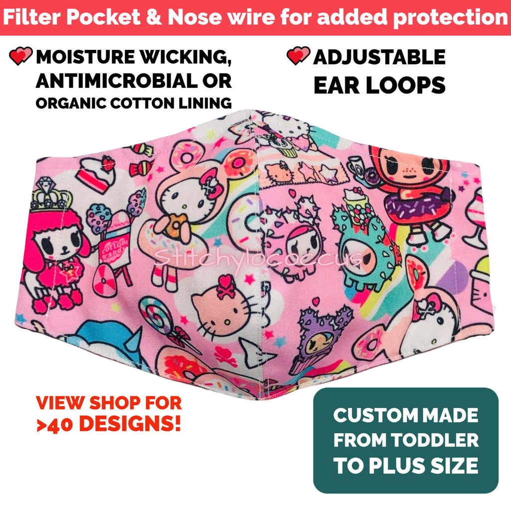 Cute Pink 3D Antimicrobial Reusable Mask Pocket Nose Wire