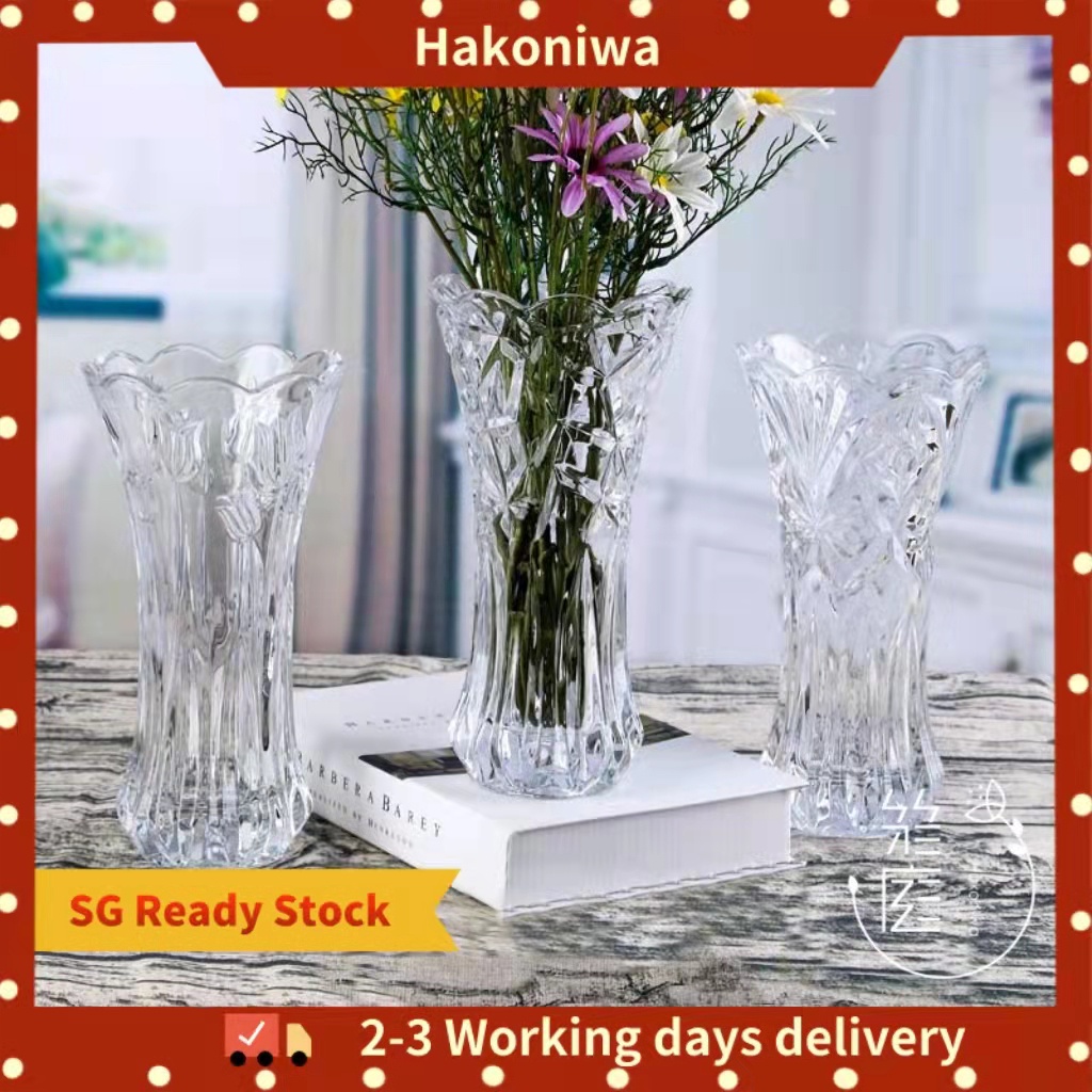 [Hakoniwa][SG Stock] Creative Large Vase Tall Vase Transparent Crystal Glass Vase Home