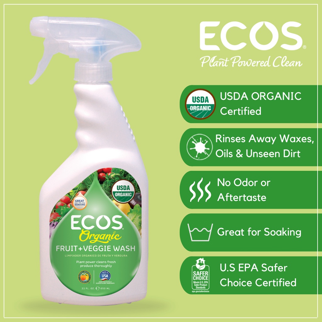 ECOS Organic Fruit + Veggie Wash 22oz/650ml Shopee Singapore