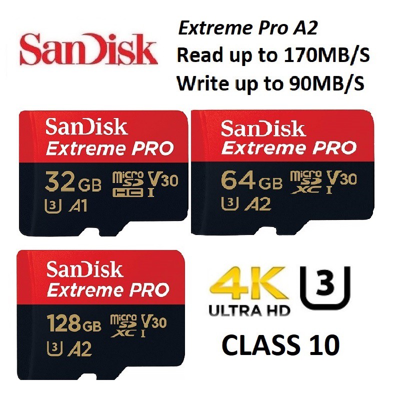 Sandisk Extreme Pro Sd Card 32gb 64gb 128gb Memory Card C10 Shopee