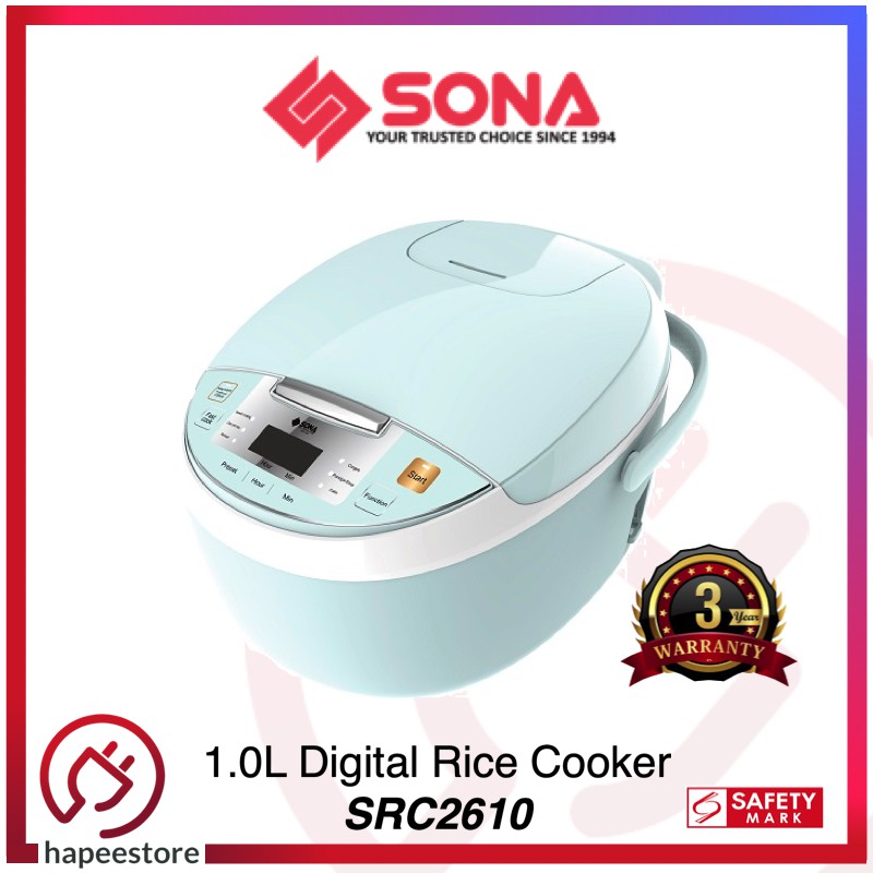 SONA 1L Digital Rice Cooker / Multi Cooker SRC2610 (3 Years Warranty