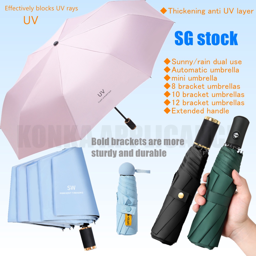 SG stock Automatic Umbrella UV Umbrella UV Protection Umbrellas black