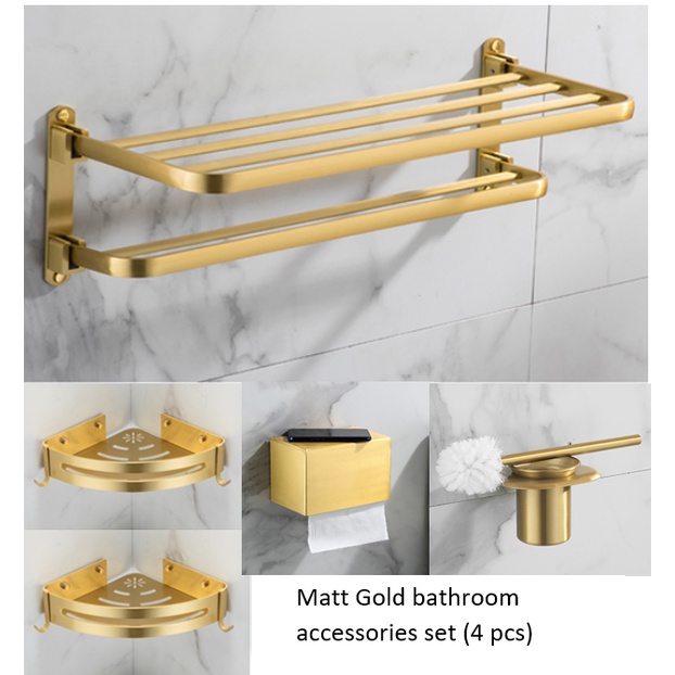 Matt Gold Bathroom accessories set Shopee Singapore