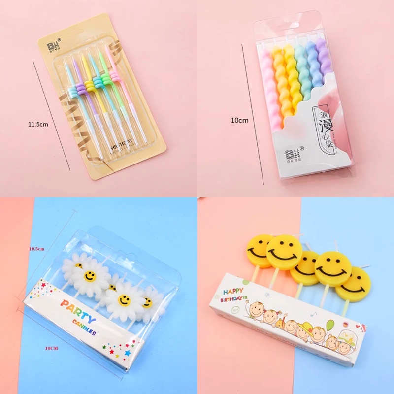 Emoji Korean Smiley Candles / Flower Candles / Korean Spiral Birthday
