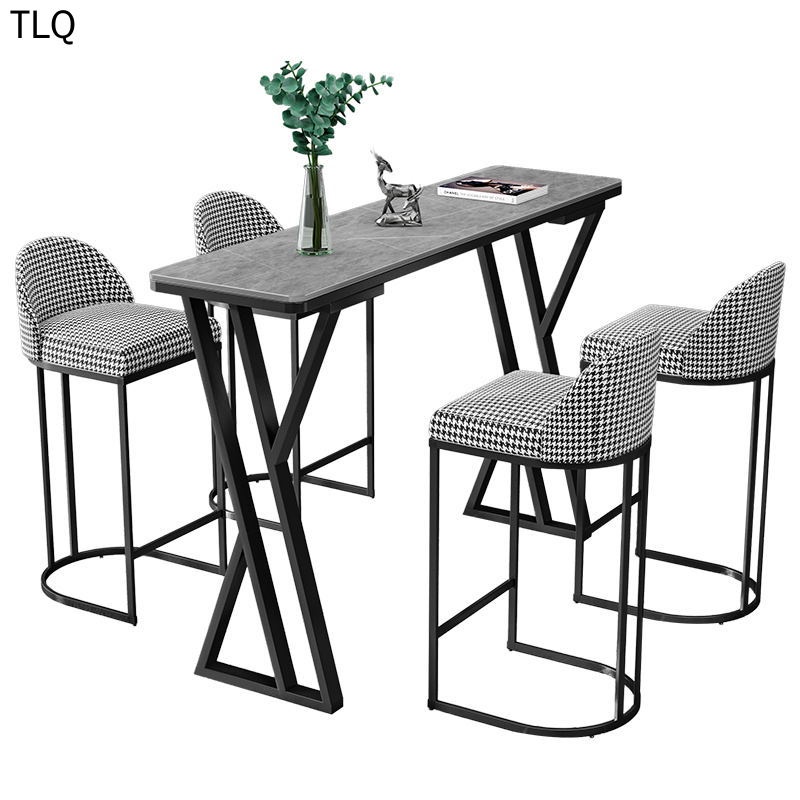 TLQ Sintered Stone Bar Table Set Marble Table Bar Counter Table Long