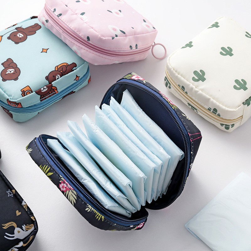 Women Sanitary Pad Pouch Cotton Girls Cosmetic Bags Makeup Bag Napkin