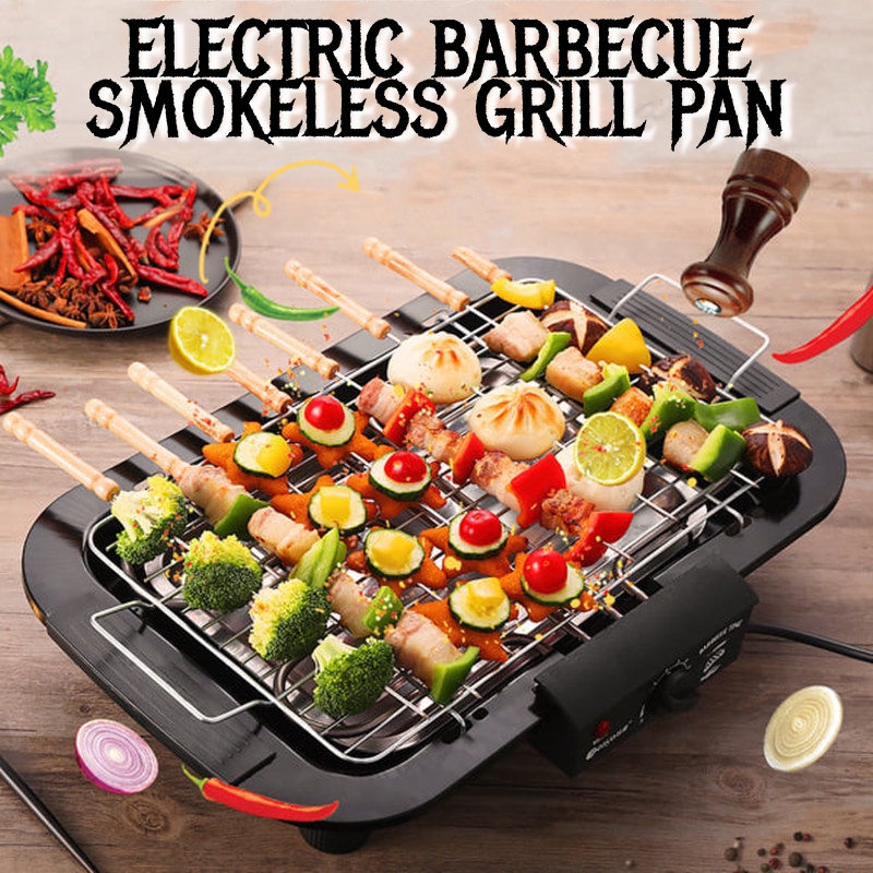 Electric Barbecue BBQ Grill & Steamboat Hot Pot Pan Electric Smokeless Grill Barbeque Korean Pan