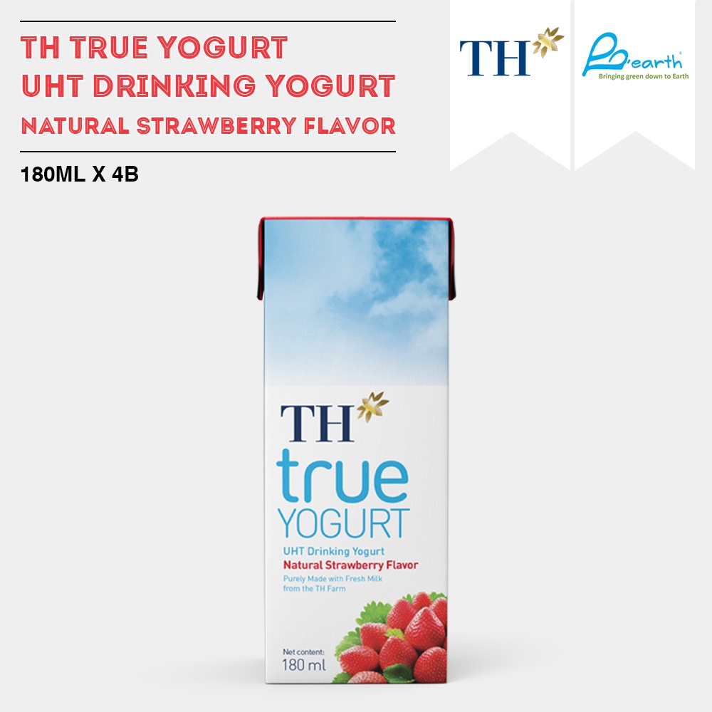 Th True Uht Drinking Yogurt, Natural Strawberry Flavour, 4 X 180Ml