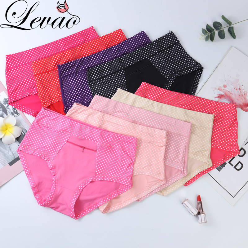 LEVAO Panty for Women Zipper Pocket Panties Plus Size Underwear Female