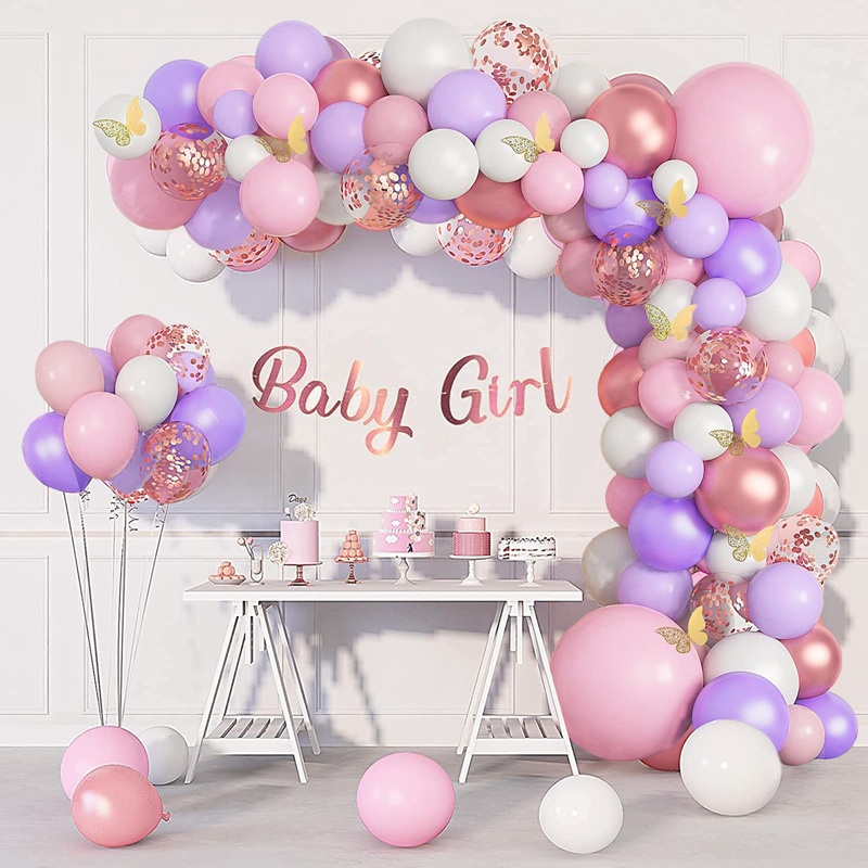 Pink Purple Butterfly Balloon Garland Arch Kit Wedding Birthday