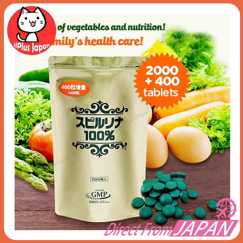 Japan Spirulina 100 2000 + 400 tablets / 200mg Made in JAPAN SPIRULINA