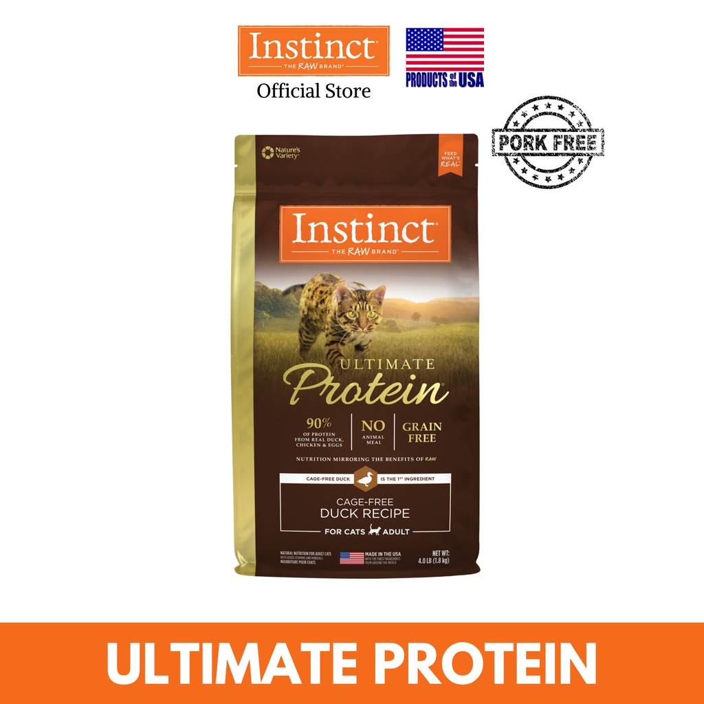 Instinct Ultimate Protein Duck Dry Cat Food, 4 lb. Bag Shopee Singapore