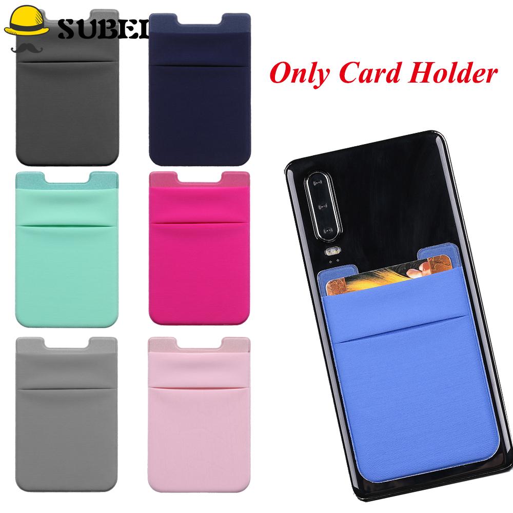 SUBEI Elastic ID Card Holder Fashion Card Sleeve Cellphone Pocket Adhesive Sticker New Lycra