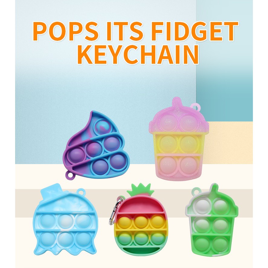 [SG Seller] High Quality Pop It Keychain Bubble Pop Toy Key Chain Fidget Toy Gift Shopee Singapore
