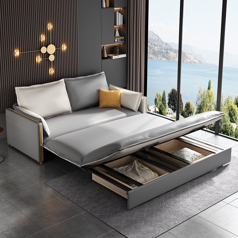 TANLI Sofa Bed Solid Wood Nordic Technology Fabric Waterproof Sofa Bed