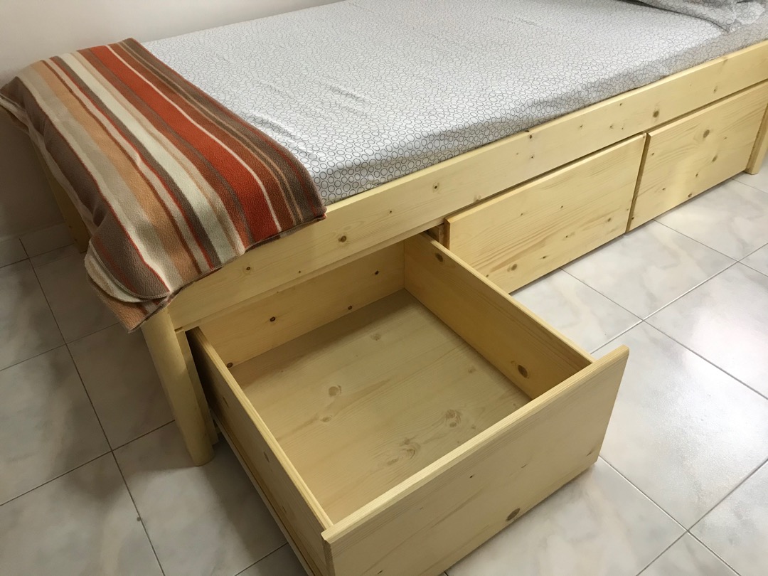 Sea Horse Wooden Bed with 3 Drawers (KD013D) Free Delivery! Shopee