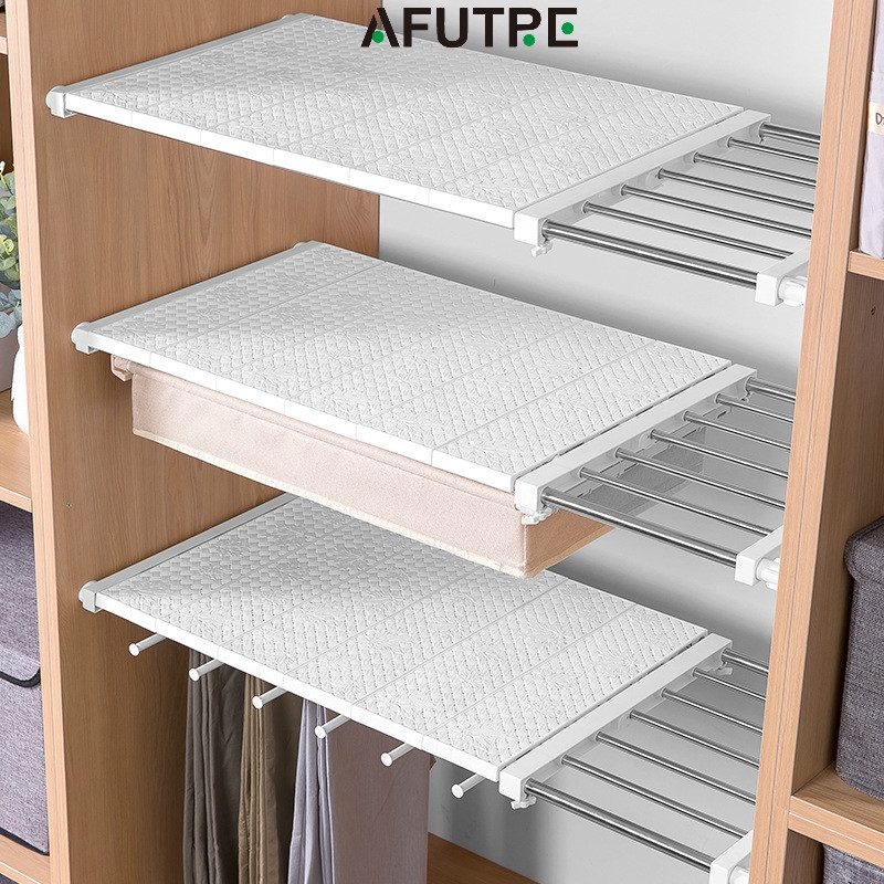 Afutre Expandable Clothes Closet Organizer Rack Tension Shelf Adjustable DIY Wardrobe Dividers