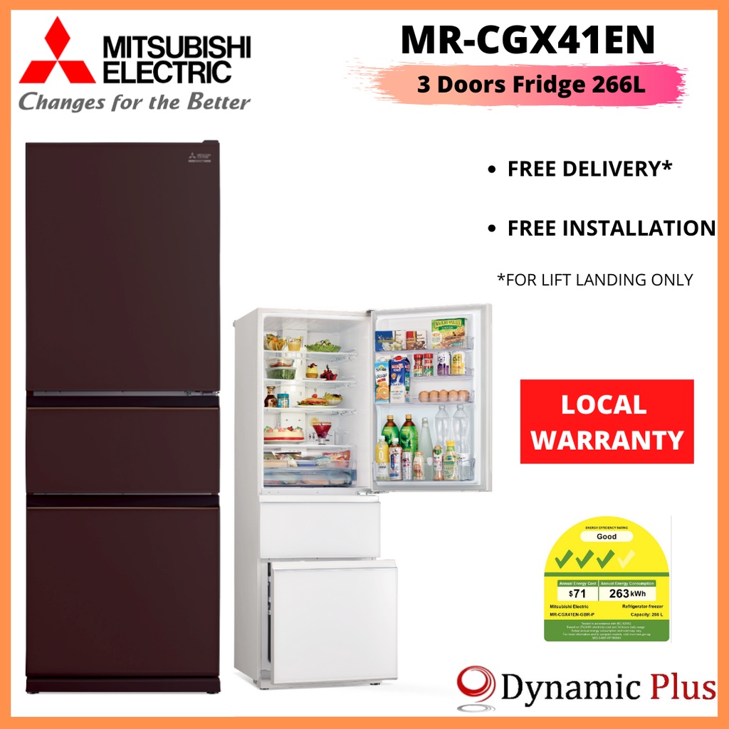 Mitsubishi MRCGX41EN 3doors Refrigerator 266L Shopee Singapore