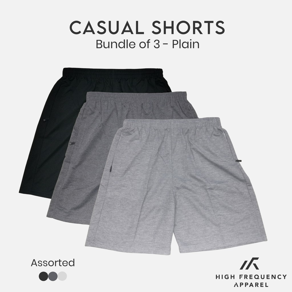 [BUNDLE OF 3] Plain Unisex HF Casual Shorts Home Shorts Grey Shorts