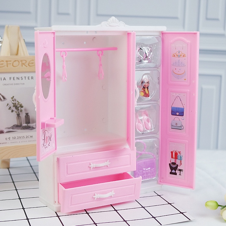 [DIY] a variety of toys wardrobe wardrobe Lele Barbie doll closet shoe