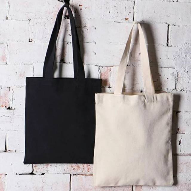 Plain Black And brokenwhite Canvas Tote bag 27x37 Plain Shopee Singapore