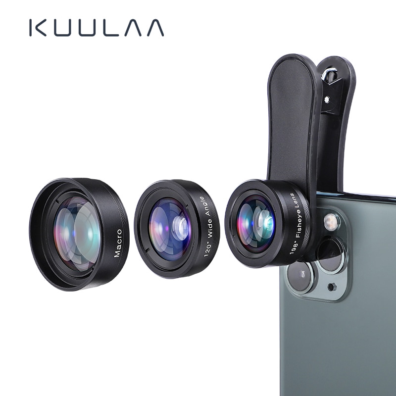 KUULAA 4K HD Cell Phone Camera Lens Kit 3 in 1 Wide Angle lens Macro
