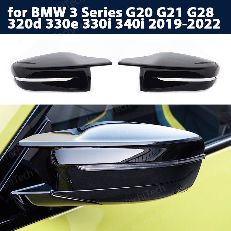 2p Bright Black Side Wing Rearview Mirror cover caps for BMW 3 Series