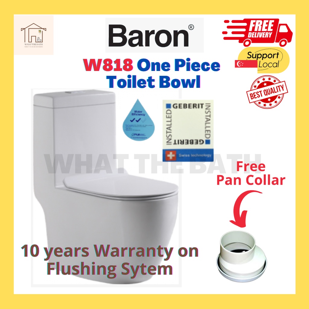 [SG SELLER] Baron W818 1Piece Toilet Bowl (Rimless) (Geberit Flushing