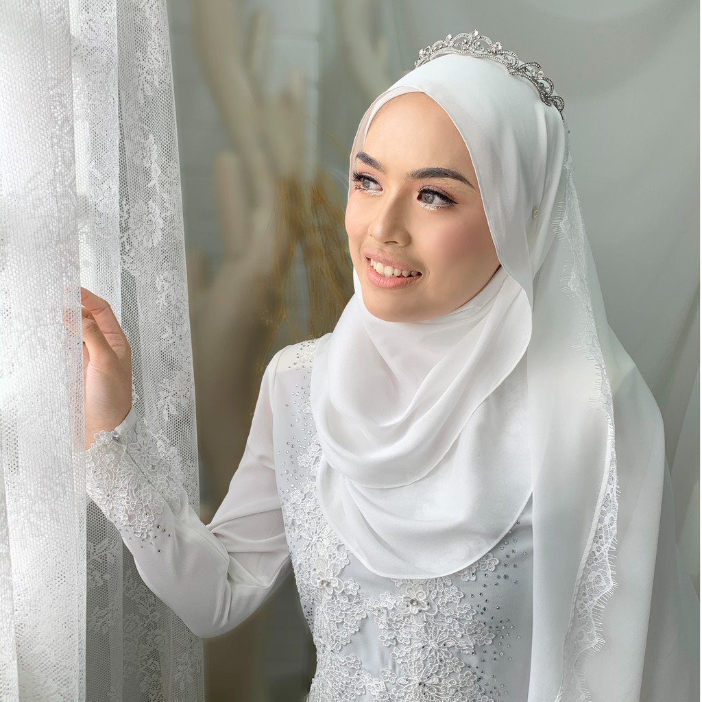 Malaysia] SELENDANG NIKAH SAIRA SELENDANG OFF WHITE SHAWL BRIDE