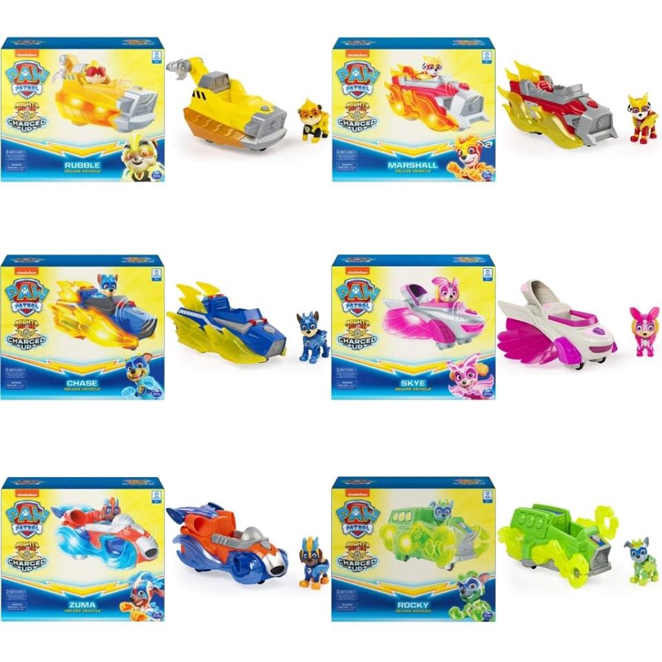 BNIB PAW Patrol Mighty Pups Charged Up Deluxe Vehicle with Lights and