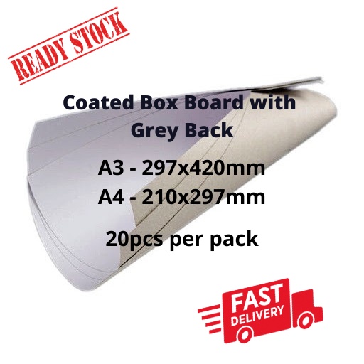 A4 / A3 Coated Box Board Paper with Grey Back / Boxboard 300g / 350g
