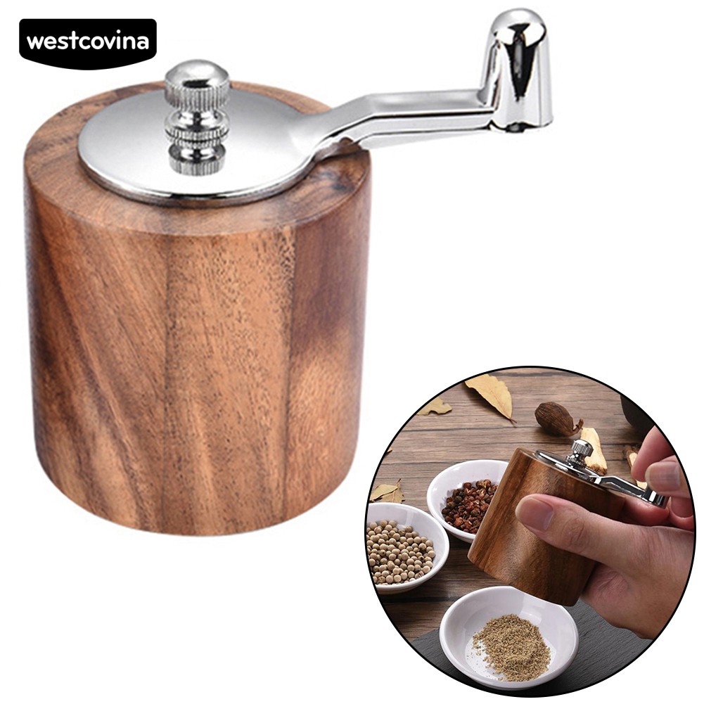 Westcovina Wood Stainless Steel Salt Shaker Hand Crank Pepper Mill