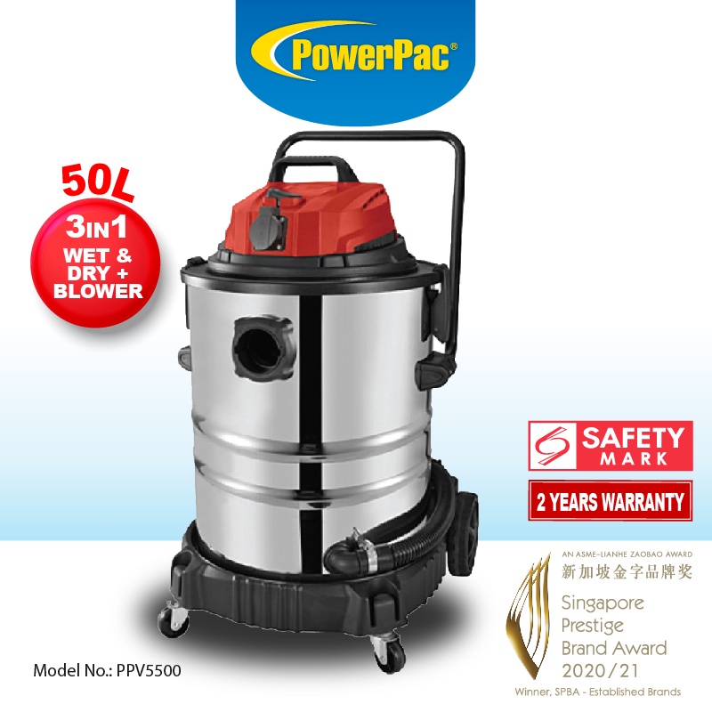 PowerPac Wet & Dry Vacuum Cleaner with Blower and Trolley 50L (PPV5500