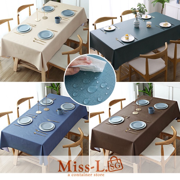 XYGPremium PVC Waterproof Oilproof Tablecloth Pure Color Shopee