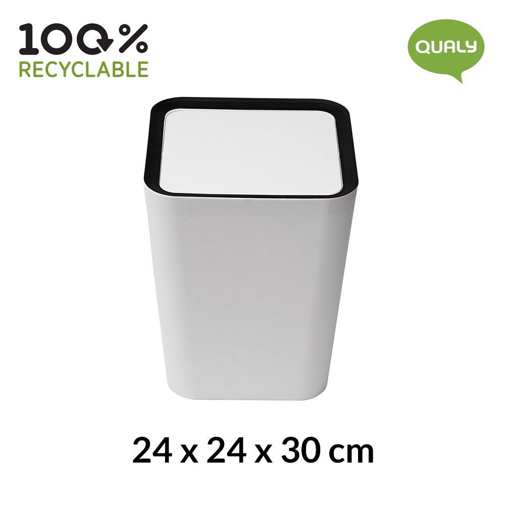 Qualy Square Flip Bin (White) BHXD Shopee Singapore
