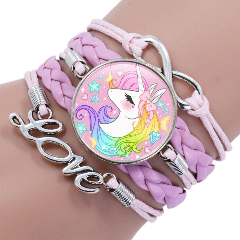 Cute Children Cartoon Unicorn Bracelet Pegasus Unicorn Weave Wristand