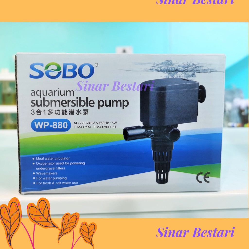 Sobo WP880 Submersible Filter Pump Aquarium 3 in 1 Water Pam Top